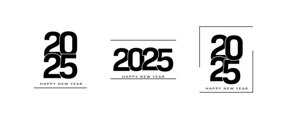 Wall Mural - Happy New Year 2025 design brochure design template, card, banner. Vector drawing.