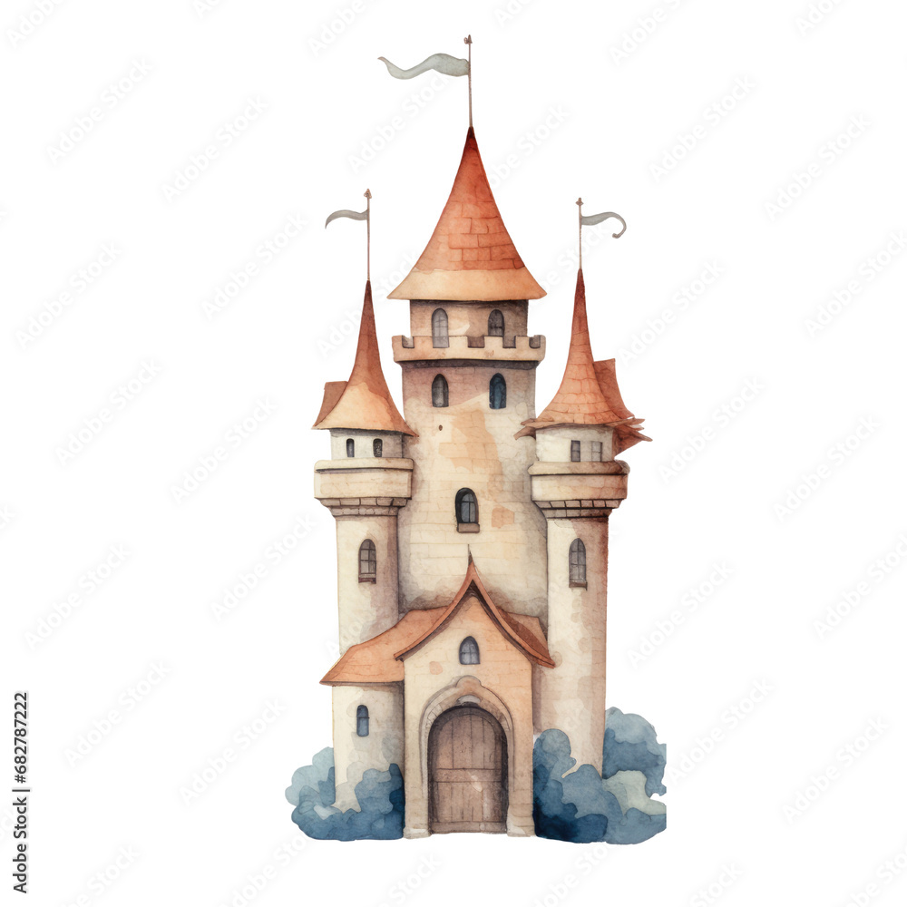 Watercolor Castle Clipart, Fairy Tale Princess Castle, Princess ...