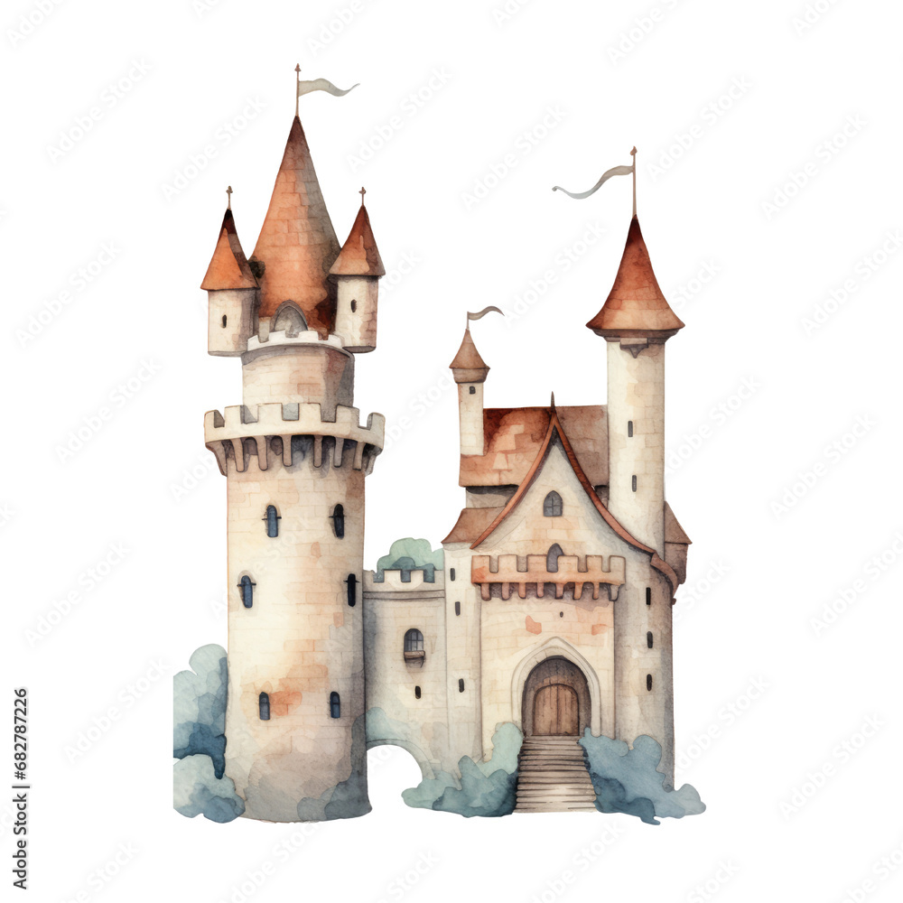Watercolor Castle Clipart, Fairy Tale Princess Castle, Princess ...