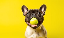 A Dog With A Tennis Ball In Its Mouth