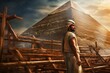 Intact Ancient egyptian pyramid man. Ancient worker. Generate Ai