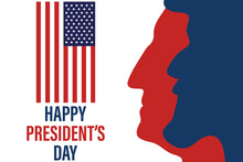 President's Day Banner With Lincoln's Profile On The Background Of The US Flag. Holiday Poster, Vector