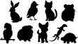 Stylish silhouette vector set of pets