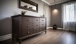 © uumm - シンプルなブラウンのチェストのあるモダンな部屋　シンプルモダンインテリア