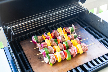 Wall Mural - Grill Delights-Beef and Veggies Sizzling on Skewer