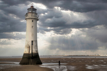 Wall Mural - Lighthouse on the shore of a river (New Brighton, UK.)