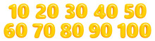 Balloon Number 3d Set. Render Illustration Of Cartoon Yellow Glossy Inflatable Numbers