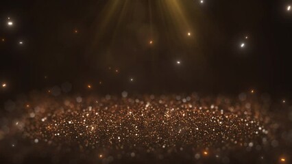 Poster - Abstract particle background concept decoration presentation golden glittering sparkles luxury advertising bright yellow beams light.
