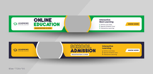 Wall Mural - online education web banner, school admission web banner design,