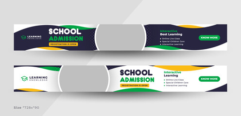 Wall Mural - School admission web banner, online education web banner template