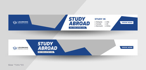 Wall Mural - study abroad web banner, school admission or online education web banner template