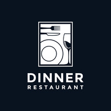 Simple Line Logo Of Spoon Fork Plate Knife Wine Glass For Dining Restaurant Logo Design