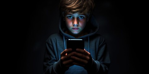 Young boys with smart phones in the hand looking to the mobile, An young generation on mobile phones