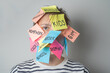 © anaumenko - Mental load concept - female has post-it notes with social responcibilities on her face