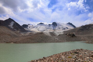 Wall Mural - Adygene glacier and Adygene lake in Ala Archa National park, Kyrgyzstan