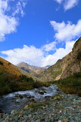 Wall Mural - Eighth stage of Ak-Suu Traverse trek from Ala-kol lake to Karakol Gorge in Karakol national park, Kyrgyzstan