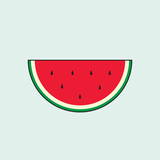 Fototapeta Kuchnia - This vector avatar image of a watermelon combines red, black, white, and green colors, creating a delightful and colorful symbol. Its design merges elements from the Palestinian flag