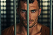 © Tetiana - Guilty criminal person standing behind prison cage bars Generative AI creative illustration