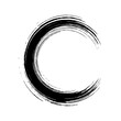 © Omeris - Brush strokes circle. Round spiral. Wavy cycle. Circular pattern. Black frame on white background. Rotate ring. Circe line. Border ripple spin. Abstract faded boarder. Arc shape. Vector illustration