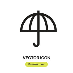Fototapete - Umbrella icon vector. Linear-style sign for mobile concept and web design. Umbrella symbol illustration. Pixel vector graphics - Vector.	
