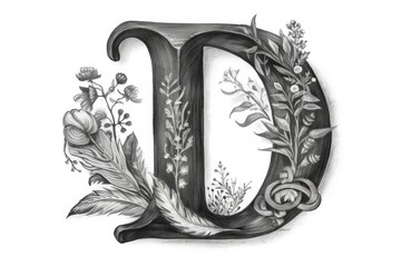 letter d, chalkboard style, on white background