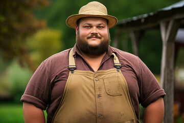 Canvas Print - Excited farmer gardener person working in greenhouse Generative AI earth day