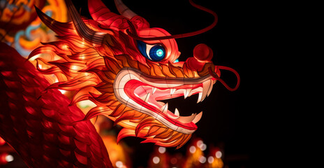 Wall Mural - Chinese new year dragon illuminated dragon sculpture for a chinese new year parade