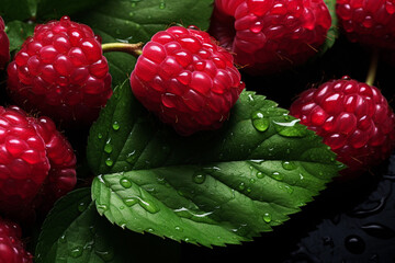 Poster - Raspberries growing close-up