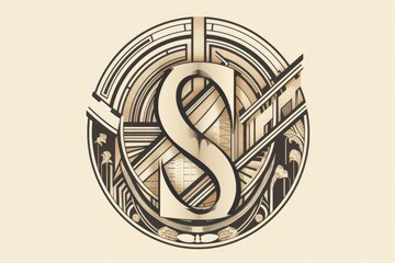 letter s, art deco style, on white background