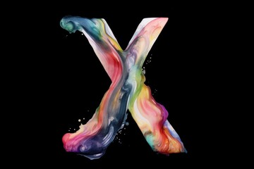 Wall Mural - letter x, watercolor style, on black background