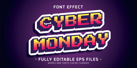 Wall Mural - editable vector font effect with 3d pixelated sticker style