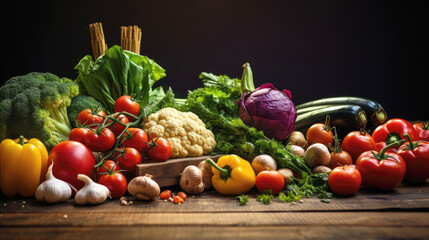 Wall Mural - Food background with assortment of fresh organic vegetables