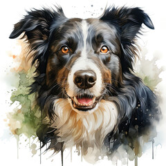 Wall Mural - watercolor Border Collie clipart, Generative Ai