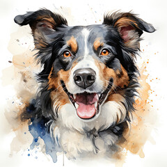 Wall Mural - watercolor Border Collie clipart, Generative Ai