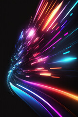 Wall Mural - Beautiful colors neon light high speed abstract design. AI Generative