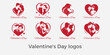 Collection of Valentine's Day logos with heart pattern, Happy Valentine's Day.