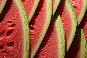 Wall Mural - Ripe large watermelon slices. Generative AI