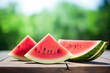 Fresh watermelon slices at summer day. Generative AI