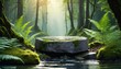 Stone platform in the forest, product background