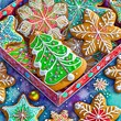 Kolorowe bożonarodzeniowe pierniczki w ozdobnym pudełku