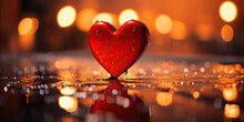 Red Love Heart,Valentine's Day Banner 


