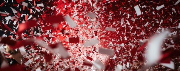 Wall Mural - Burst of red and white confetti