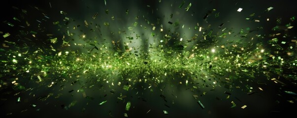 Burst of shiny green confetti