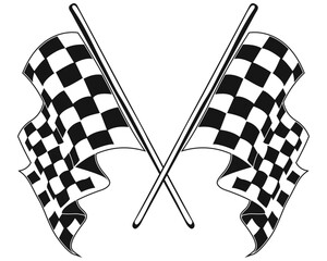 Fototapete - Two beautiful and stylish checkered flags, to create a logo, black and white checkered flag. Vector racing flag. Formula 1 championship checked simple flags.