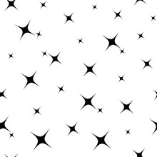 Seamless Pattern With A Star. Black, White Textured Simple Pattern. Fabric For Wrapping Wallpaper, Print, Banner. Textile Sample. Abstract, Starry Background. Vector Art Illustration