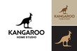 Kangaroo home studio logo refers to a creative and flexible workspace setup, suitable for freelancers, content creators, and anyone working from home.