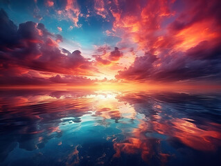 Canvas Print - Beautiful dramatic sunset background