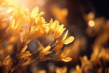 Wall Mural - A close up view of a plant featuring vibrant yellow flowers. This image can be used to add a touch of nature and color to various projects.