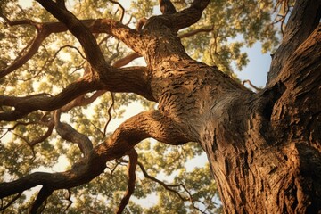 Poster - A picture of a majestic tree with a multitude of leaves on its branches. Perfect for nature enthusiasts and environmental campaigns.