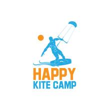 Kite Beach Sports Camp Logo Design Vector